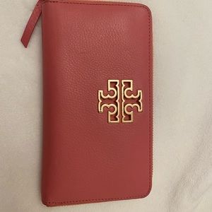 Tory Burch Pink Long Continental Zip Wallet